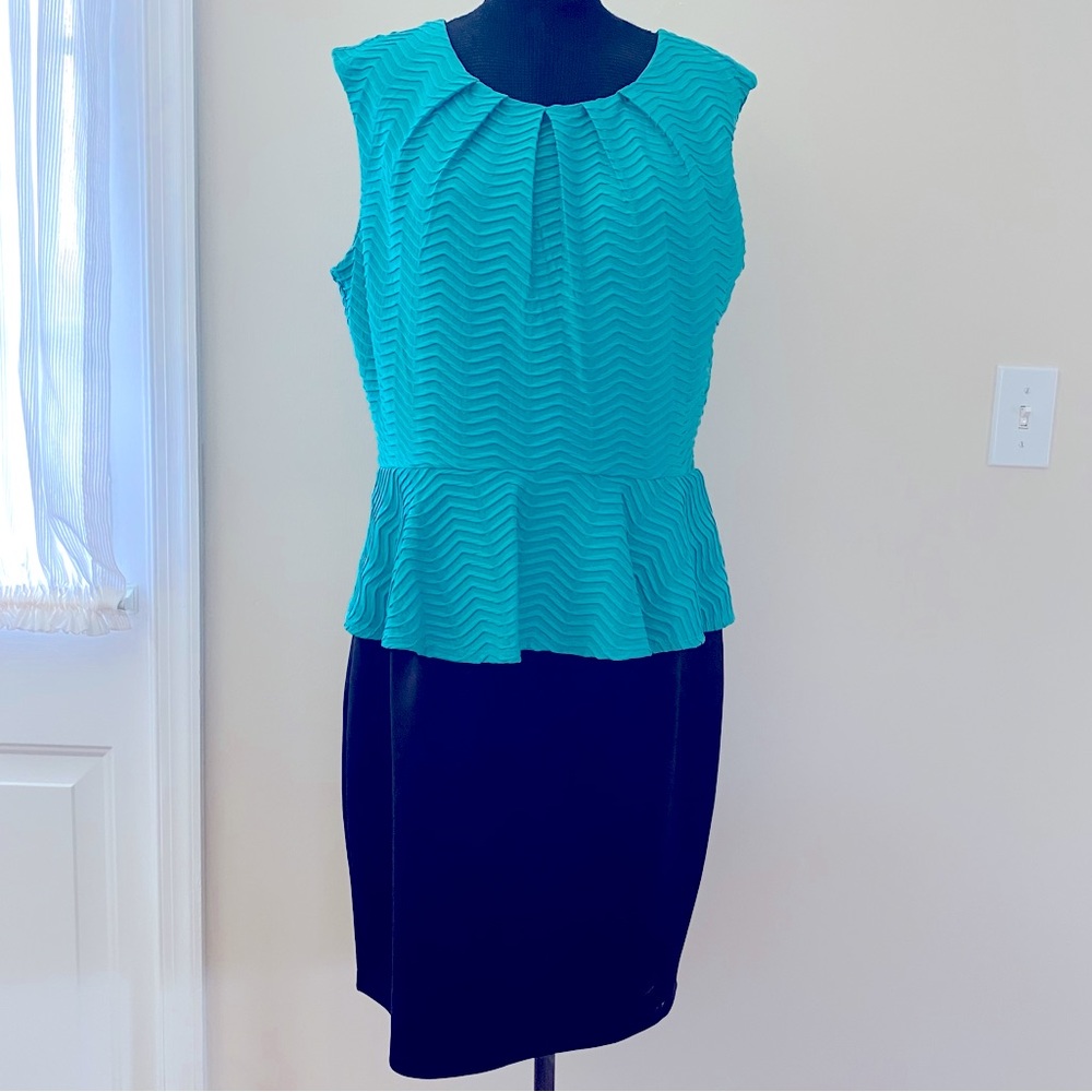NWOT Turquoise Black Peplum Dress